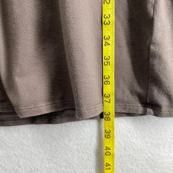 EILEEN FISHER Dress PL Organic Cotton Stretch Jersey T-Shirt Cap Sleeve Brown - Picture 9 of 10